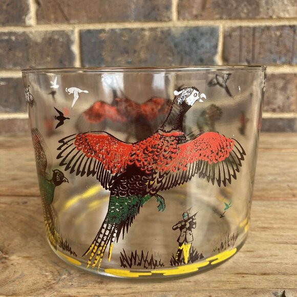 MCM Pheasant Hunter Ice Bucket, Red Green Gold Sportsman Hazel Atlas NO COVER